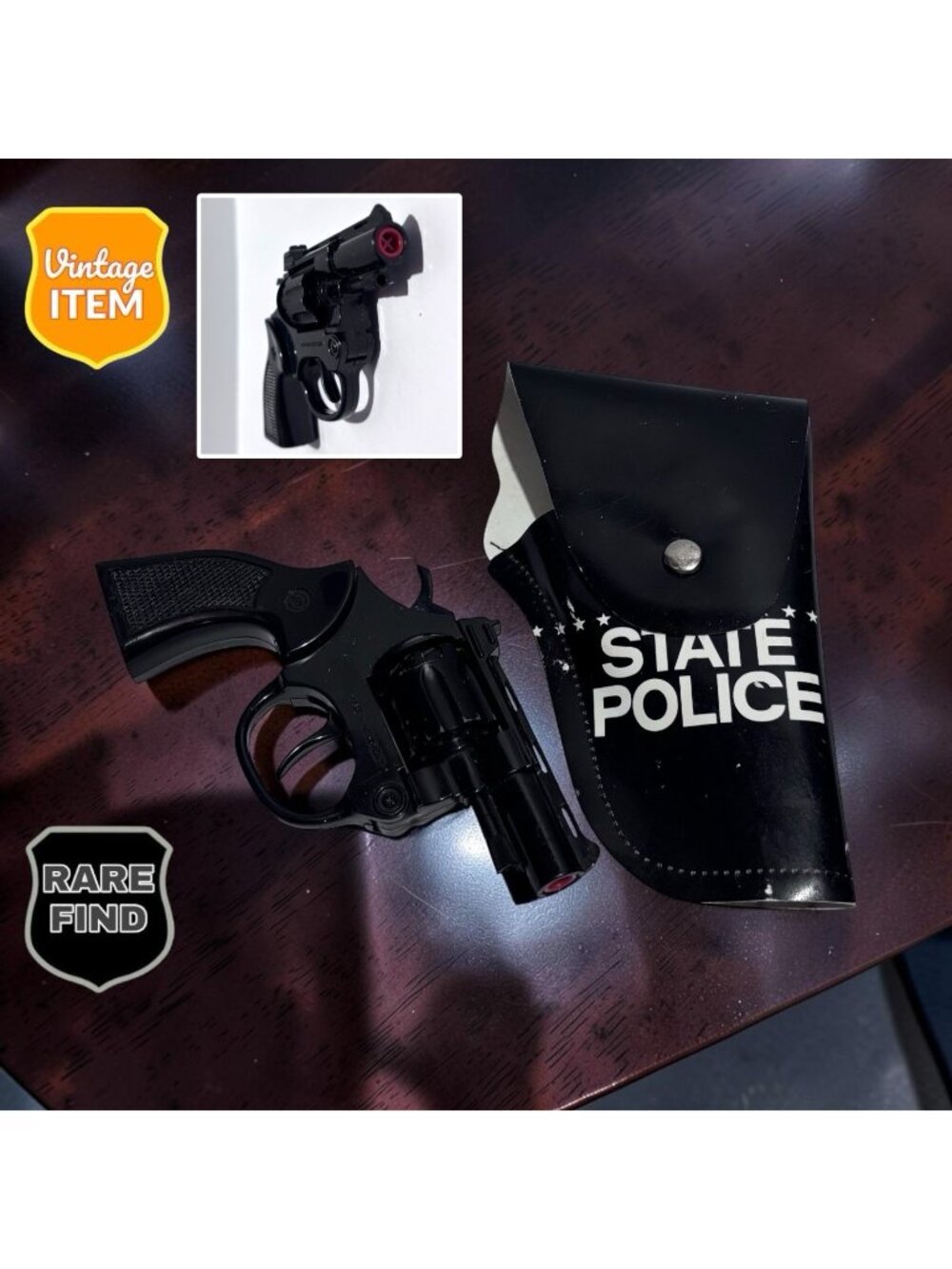 Vintage Toy State Trooper REVOLVER Plastic Cap Gun Pistol with Holster.